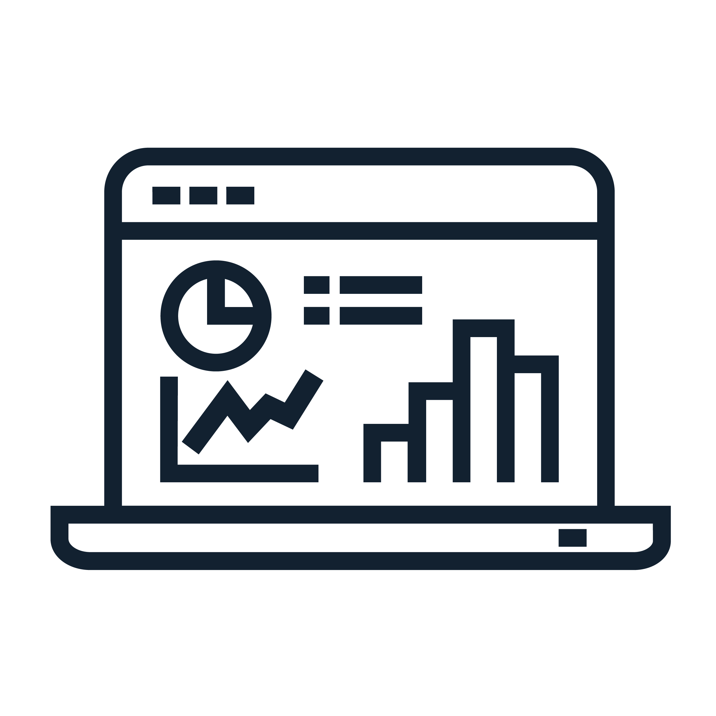 Icon of a laptop with charts and graphs on the display